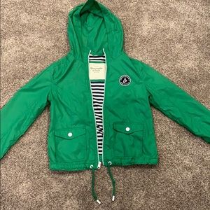 Abercrombie & Fitch green rain coat
